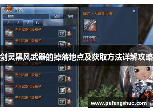 剑灵黑风武器的掉落地点及获取方法详解攻略